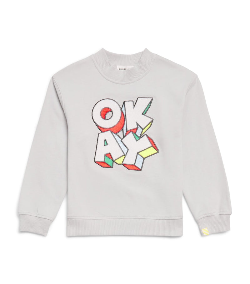 Billieblush cotton sweatshirt with OKAY motif for children 4-10 years - British product
