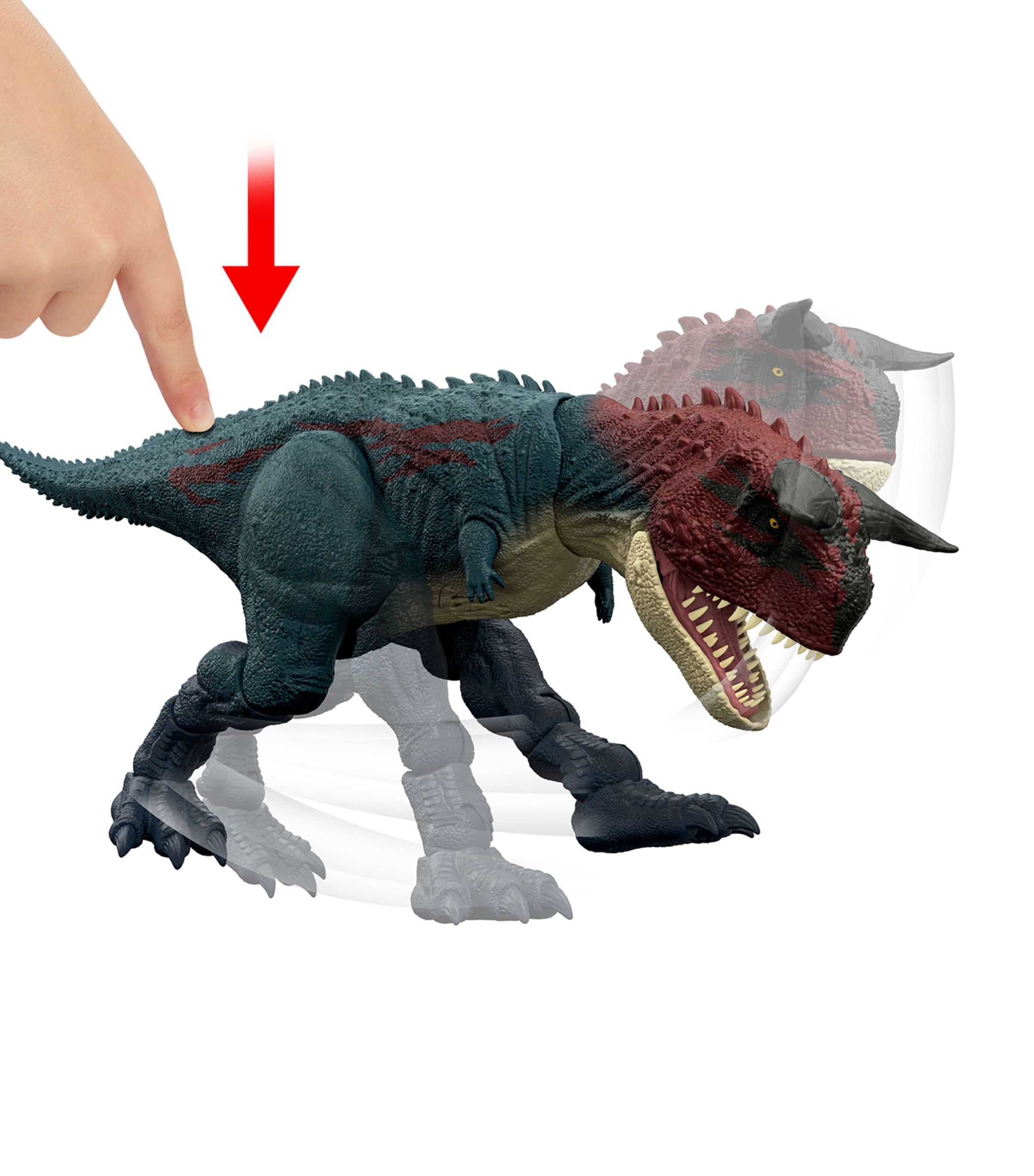 Charge and Chomp Carnotaurus dinosaur toy with sounds and app, UK version