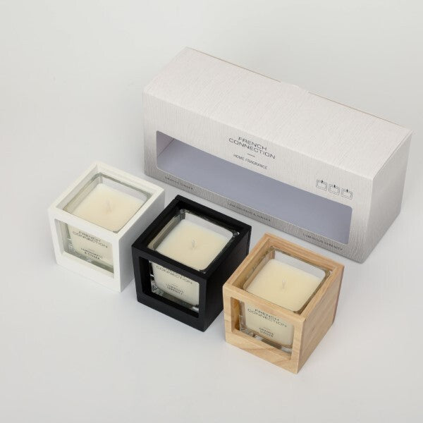 French Connection Wooden Collection Candle Trio 3 x 55g - British product