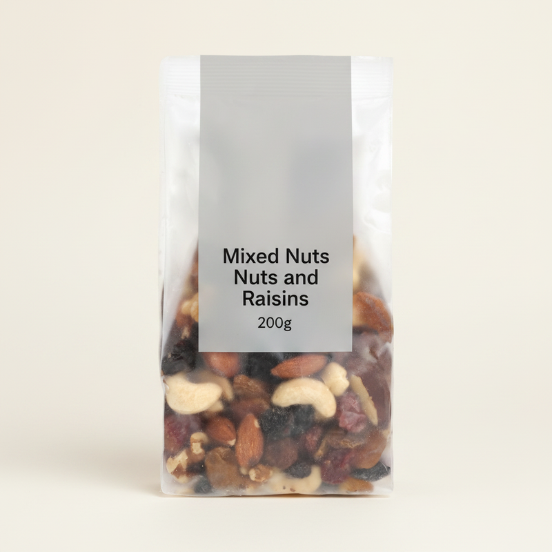 Holland & Barrett mixed nuts and raisins mix 200g, UK version