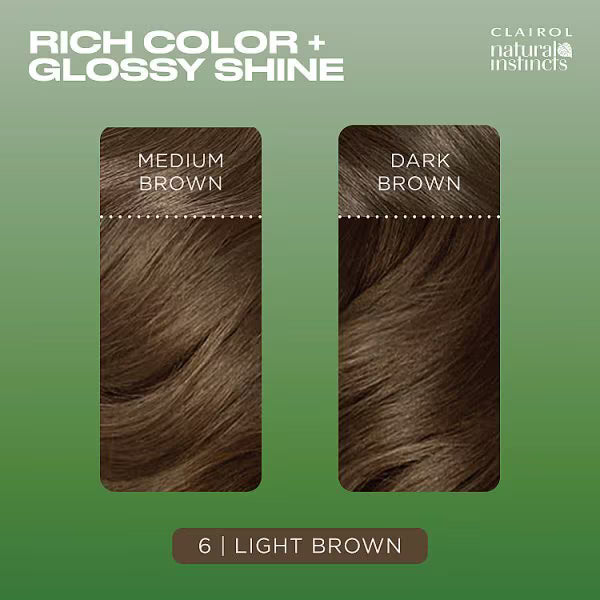 Clairol Natural Instincts semi-permanent hair dye 6 Light Brown - British product