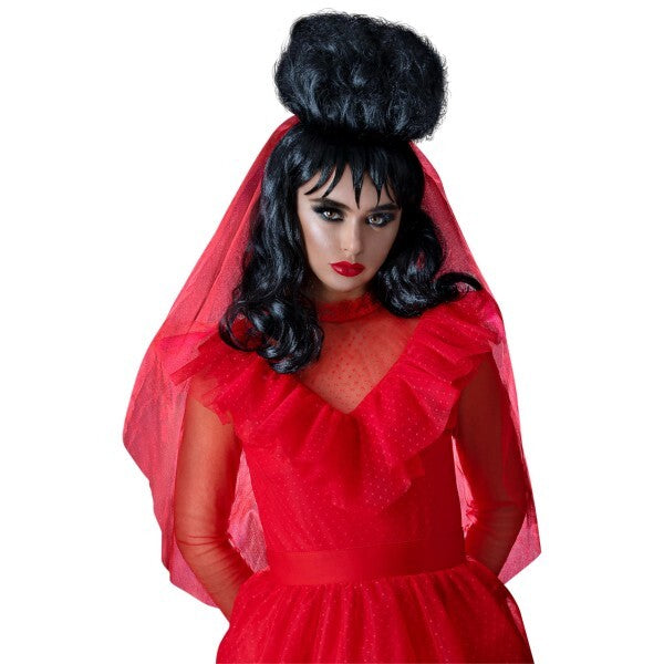 Smiffys Beetlejuice Lydia Deetz mid-length wig with fringe - British product