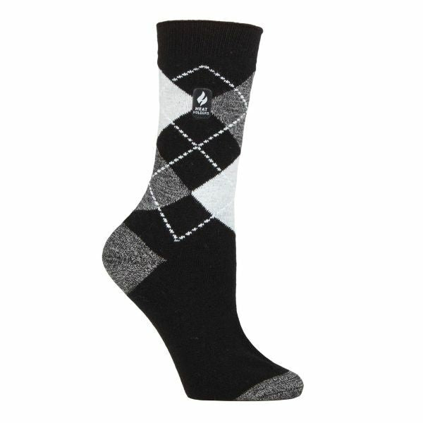 Heat Holders Ladies Ultra Lite Thermal Dress Socks 4-8 UK GOODS Superdrug Black/ Grey (Valletta)  