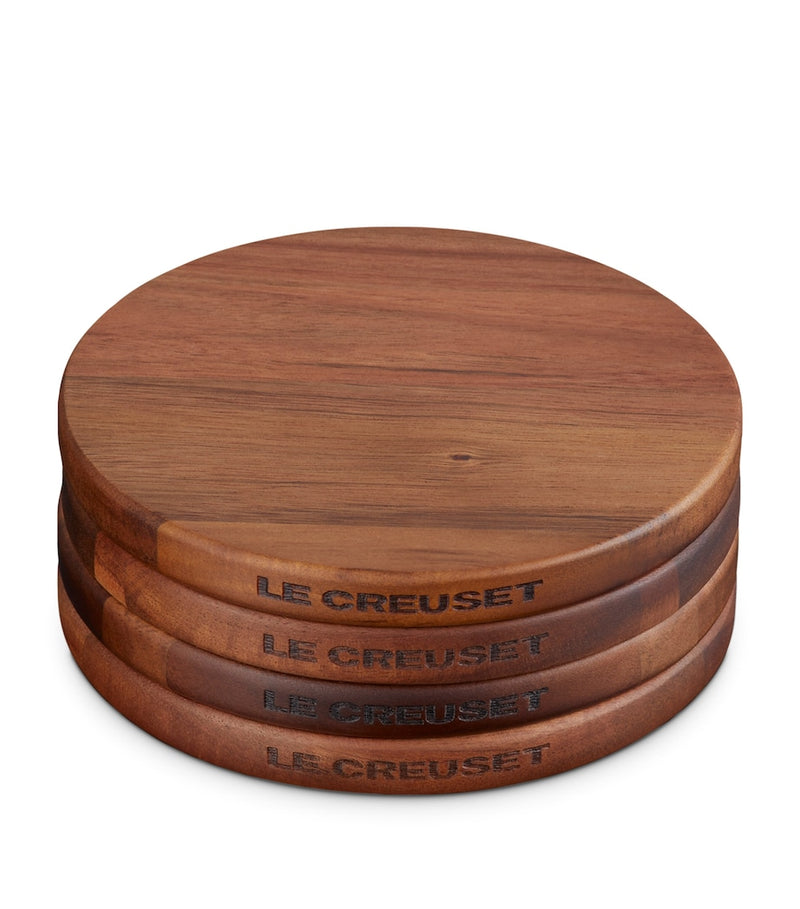 Le Creuset acacia wood trivet set of 4 - British product