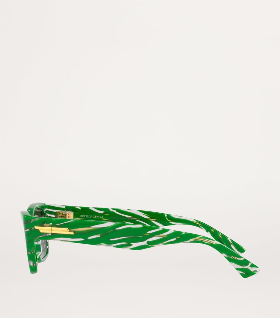 Bottega Veneta rectangular sunglasses with gold-tone detailing, imported from the UK