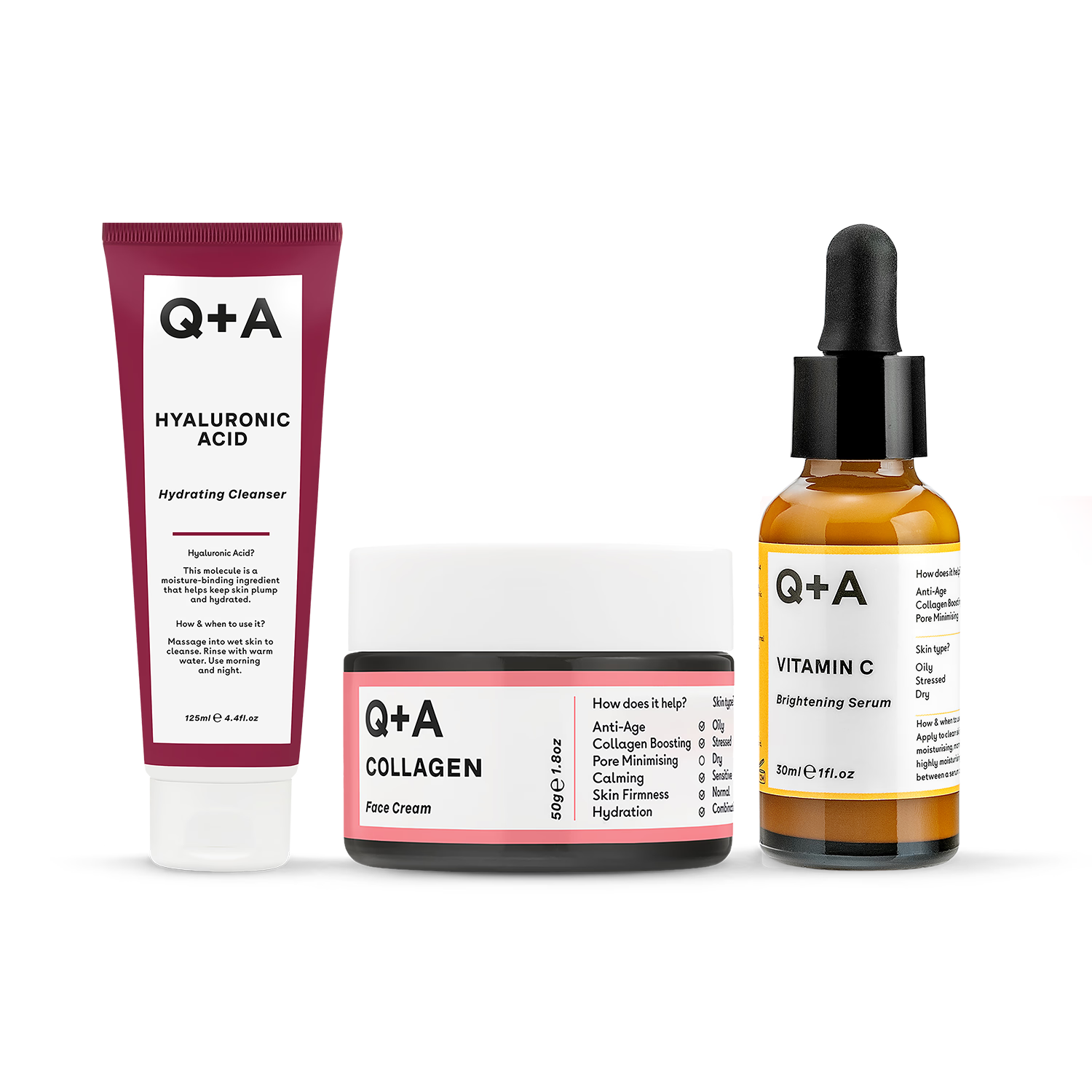 Q+A Glow Regime complete skincare set - British product