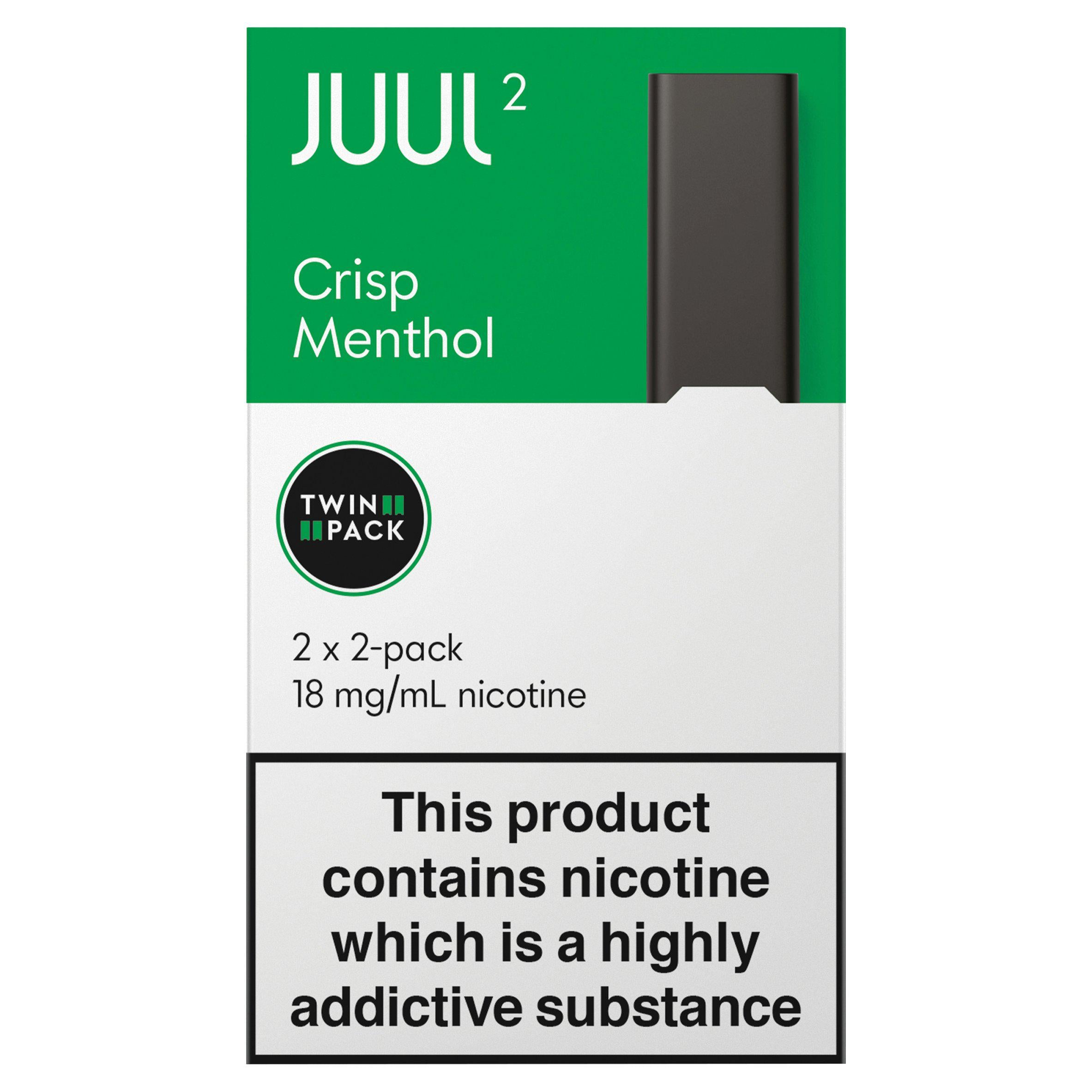 JUUL 2 Pods Crisp Menthol Nicotine Twin Pack (2 x 2-Pack) 18 mg GOODS Sainsburys   