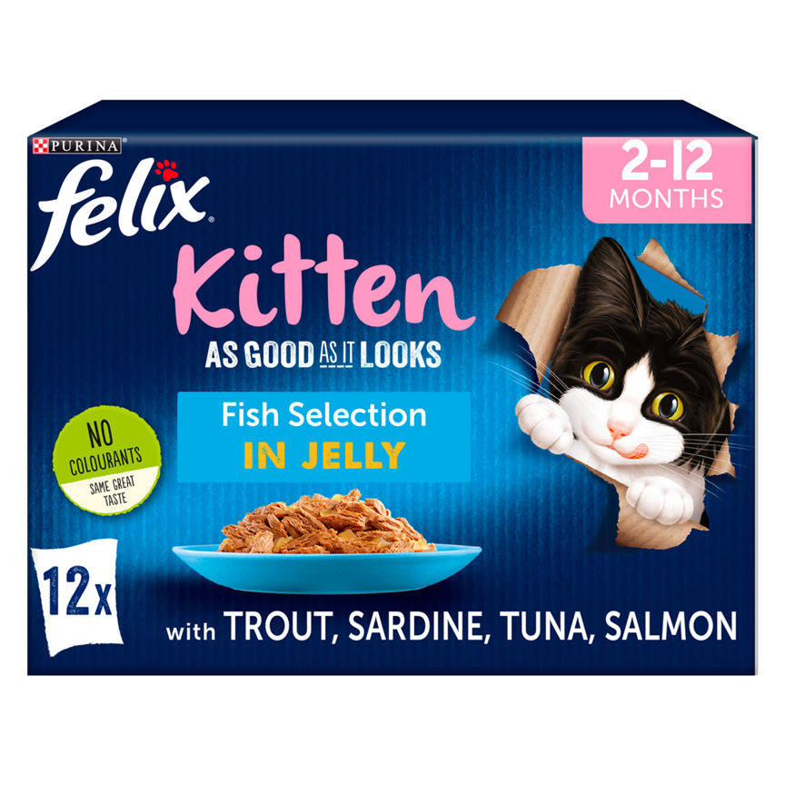 Felix AS GOOD AS IT LOOKS Kitten Fish Selection in Jelly Wet Cat Food 12 x