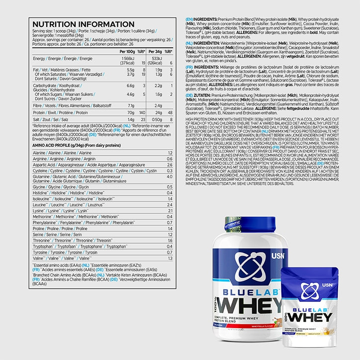 USN Blue Lab Whey Premium Protein Powder Chocolate Caramel 2kg