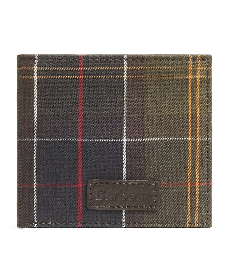 Barbour tartan leather-detail wallet (British brand)