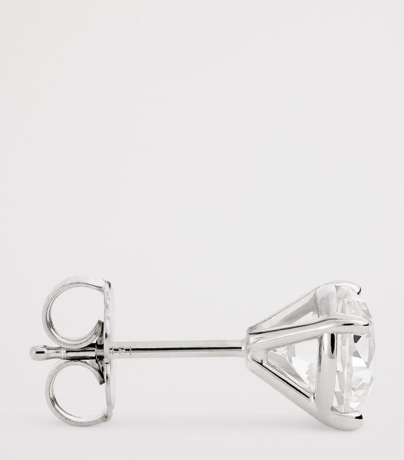 Harrods white gold diamond stud earrings 1.90ctw (British brand)