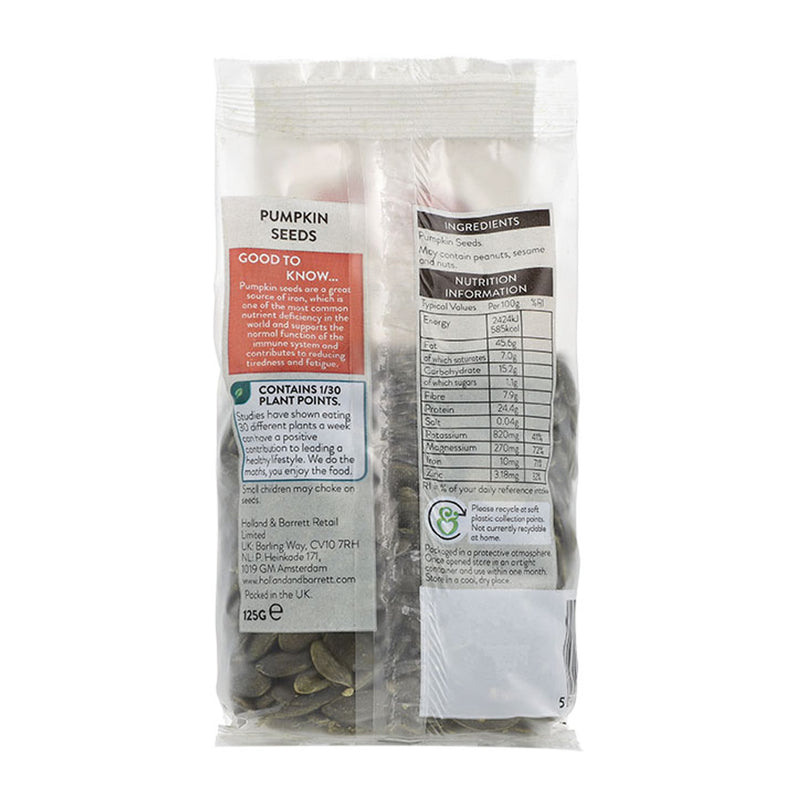 Holland & Barrett International Pumpkin Seeds 125g, UK version