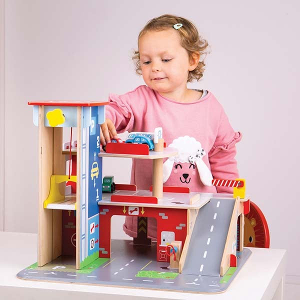 Bigjigs Toys Wooden Park and Play Garage Playset GOODS Superdrug   