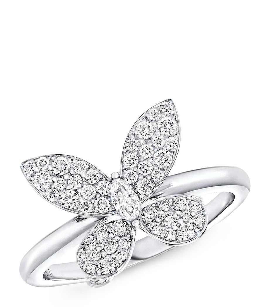 Graff white gold diamond butterfly ring, imported from the UK