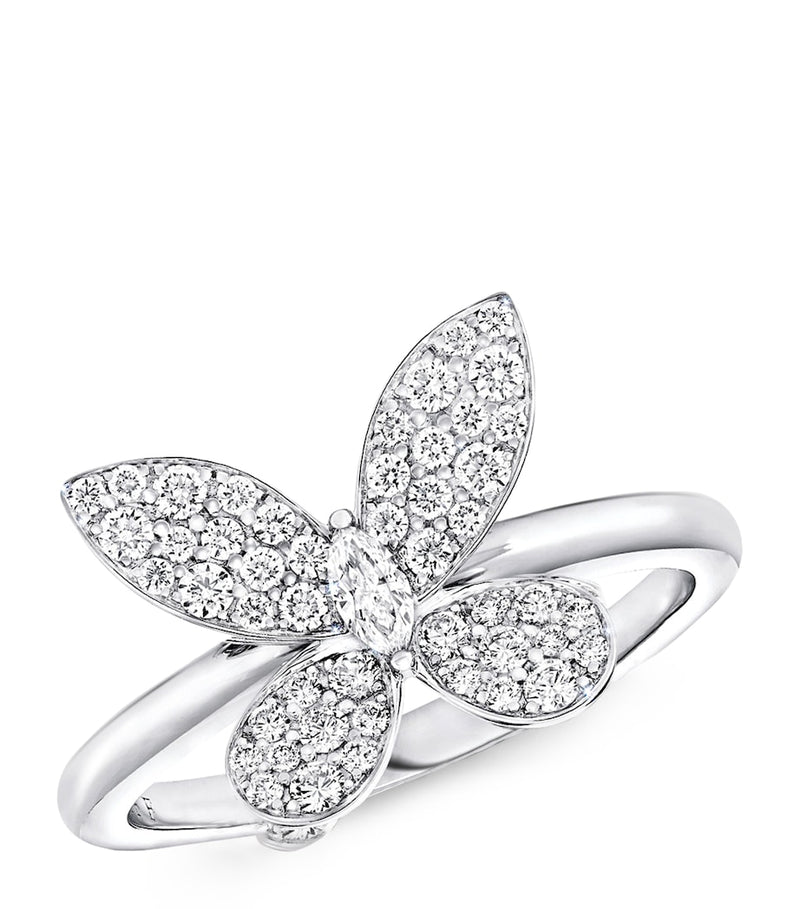 Graff white gold diamond butterfly ring, imported from the UK