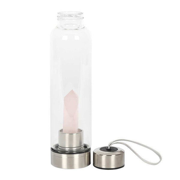 Prezzybox Rose Quartz Purifying Glass Water Bottle GOODS Superdrug   