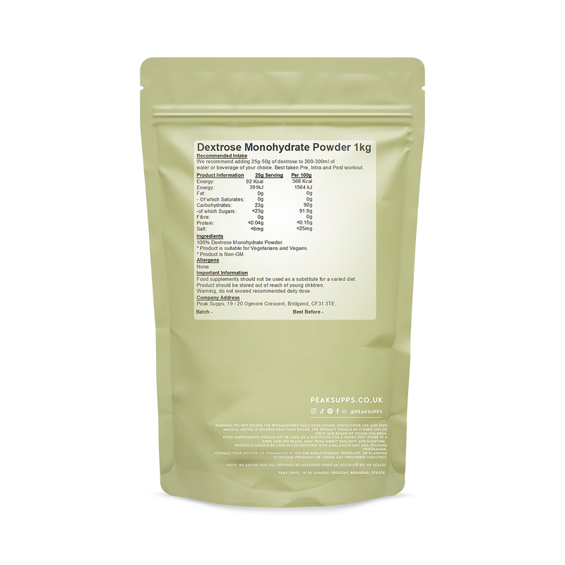 Peak Supps Dextrose Monohydrate Powder 1kg (British brand)