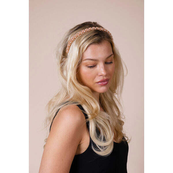 SVNX Minimal Pearl Headband in brown, UK version