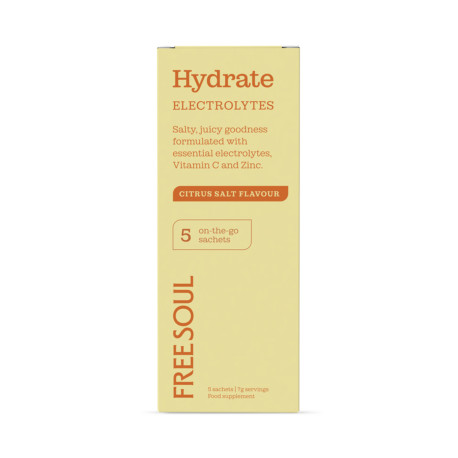 Free Soul Hydrate electrolyte sachets citrus 5 sachets, imported from the UK