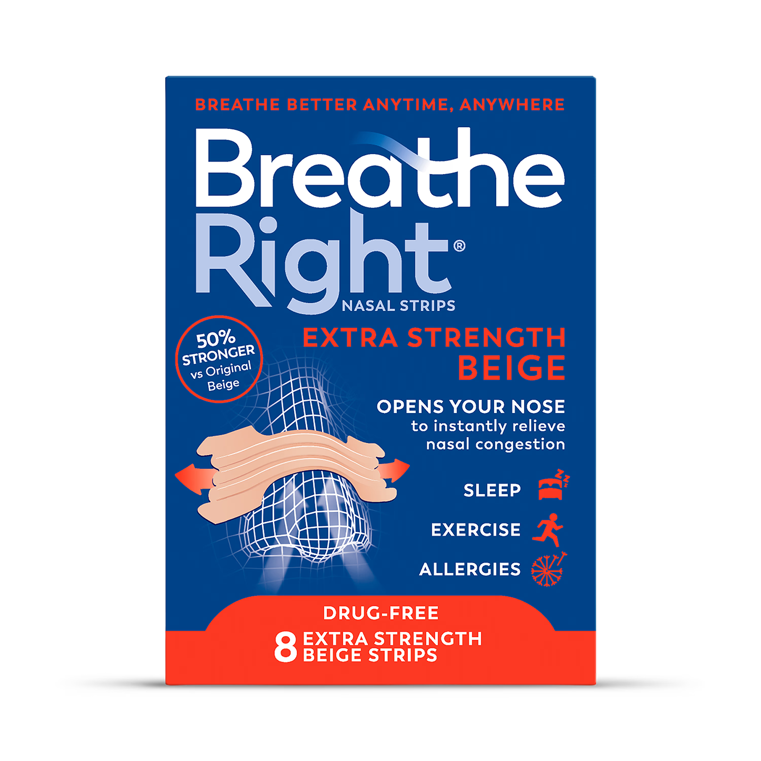 Breathe Right Nasal Strips Extra Strength 8 Count, UK version