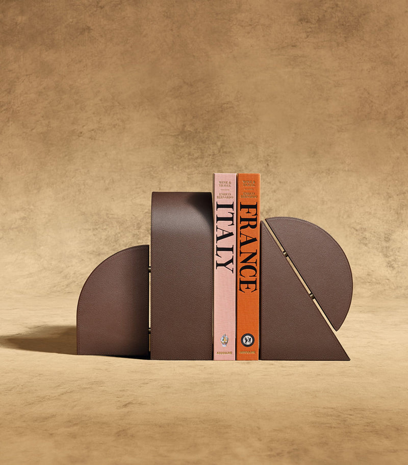 Assouline Cubist Leather Right Bookend, 25cm x 17cm x 8cm - British product