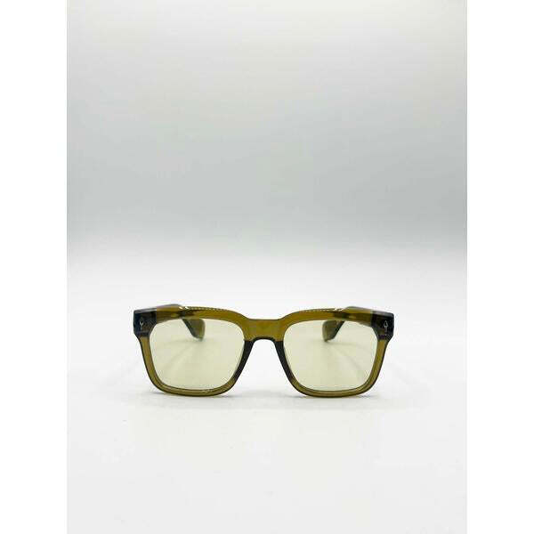 SVNX square sunglasses in green with grey lenses (British brand)