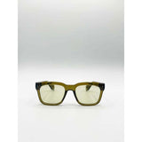 SVNX square sunglasses in green with grey lenses (British brand)