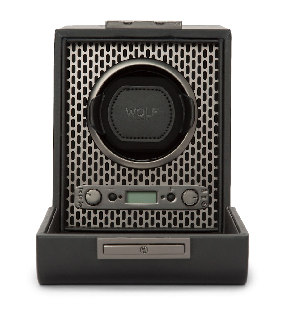 WOLF Axis single watch winder in vegan leather, UK version