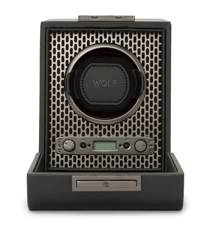 WOLF Axis single watch winder in vegan leather, UK version