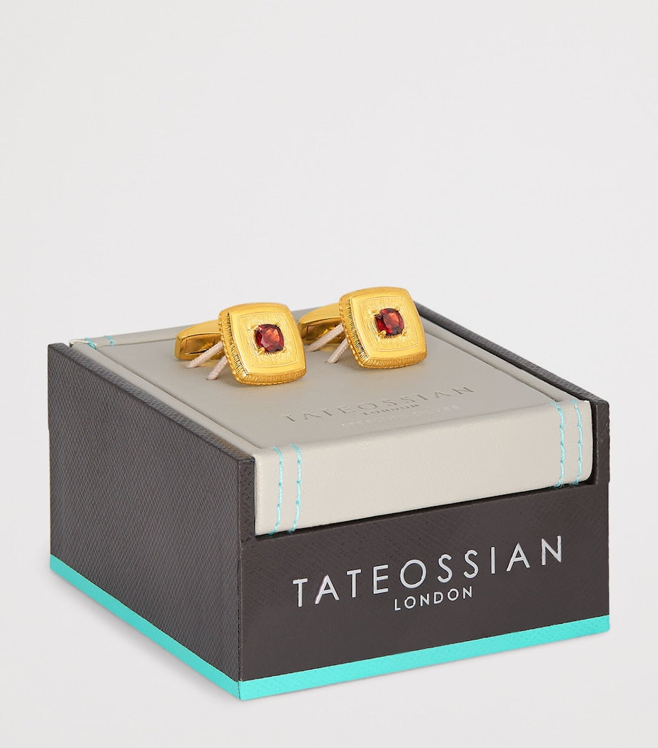 Tateossian gold-plated garnet Graffiato cufflinks (British brand)