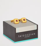 Tateossian gold-plated garnet Graffiato cufflinks (British brand)