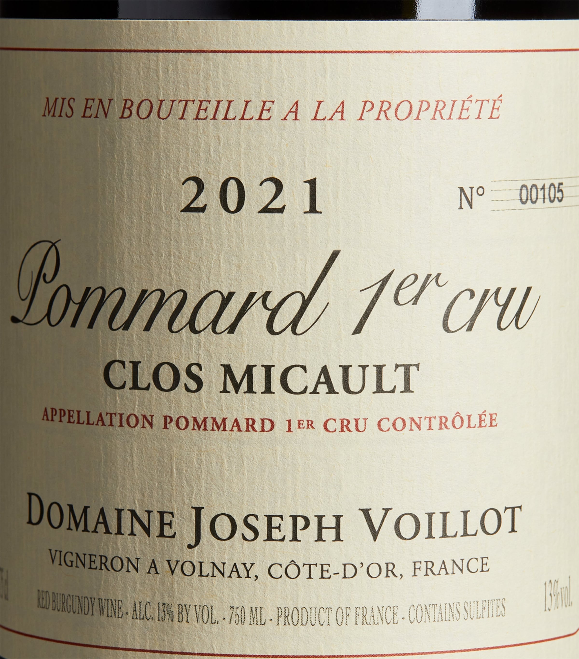 Domaine Joseph Voillot Le Clos Micault 2021 Burgundy wine 75cl - British product