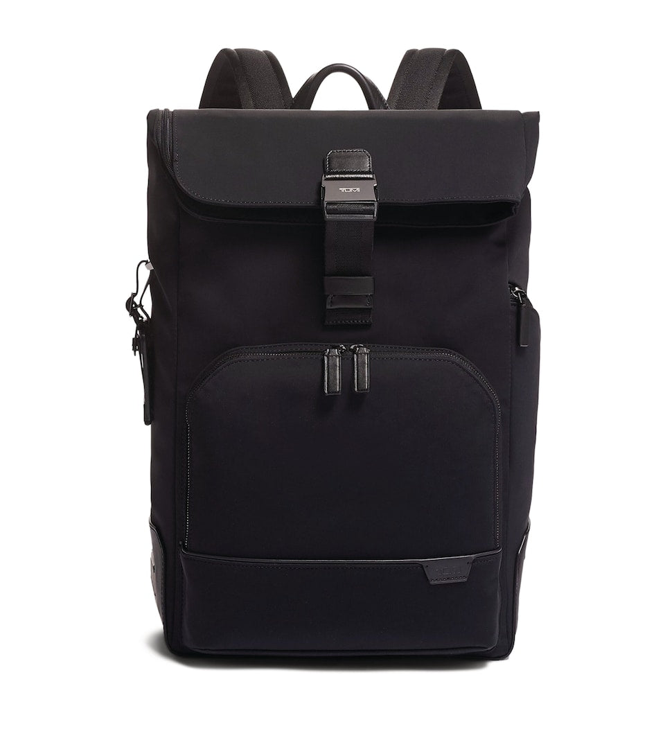 Scratch-Resistant Grained Leather Backpack with Buckle Fastening