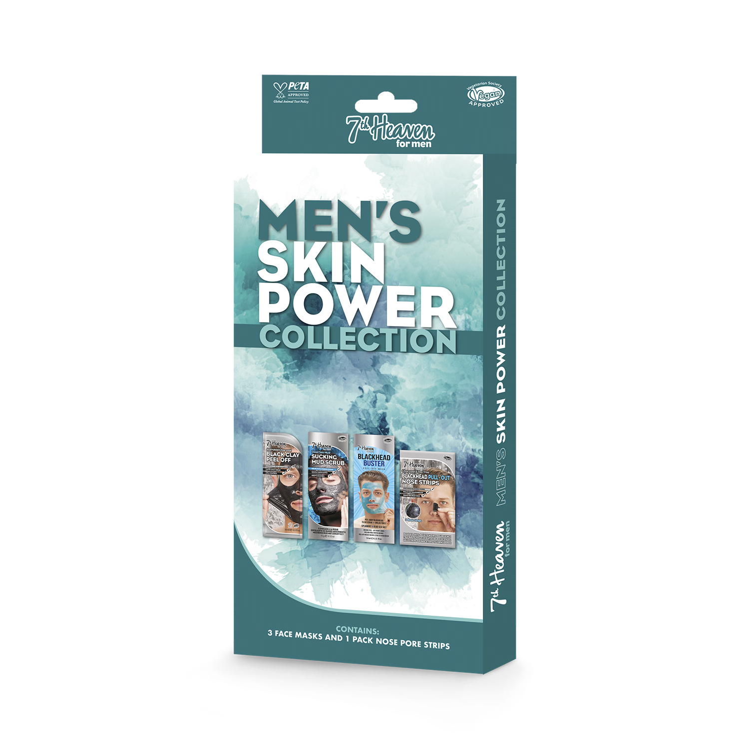 7th Heaven Men's Skin Power Collection 3 masks, imported from the UK