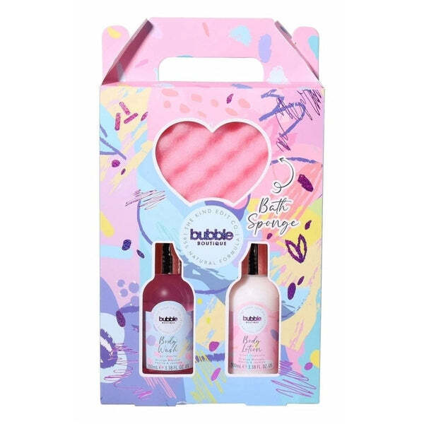 The Kind Edit Co gift set with body wash, lotion, and sponge (British brand)