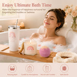 Livingandhome rainbow self-care pampering gift set in light beige, imported from the UK