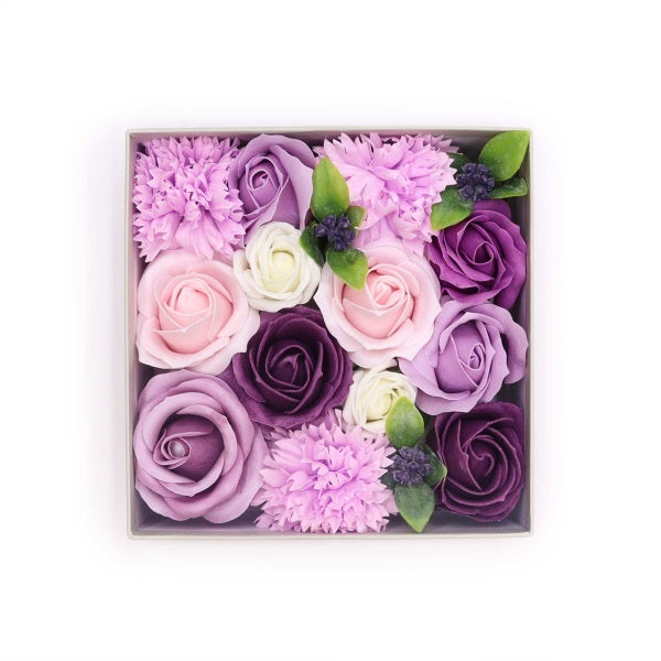Merci Boutique Purple Passion soap bouquet in square box (British brand)