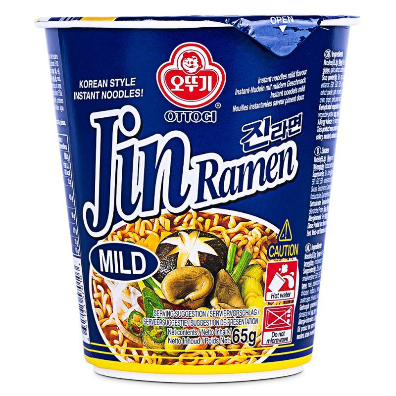 Ottogi Jin Ramen Cup mild instant noodles, UK version