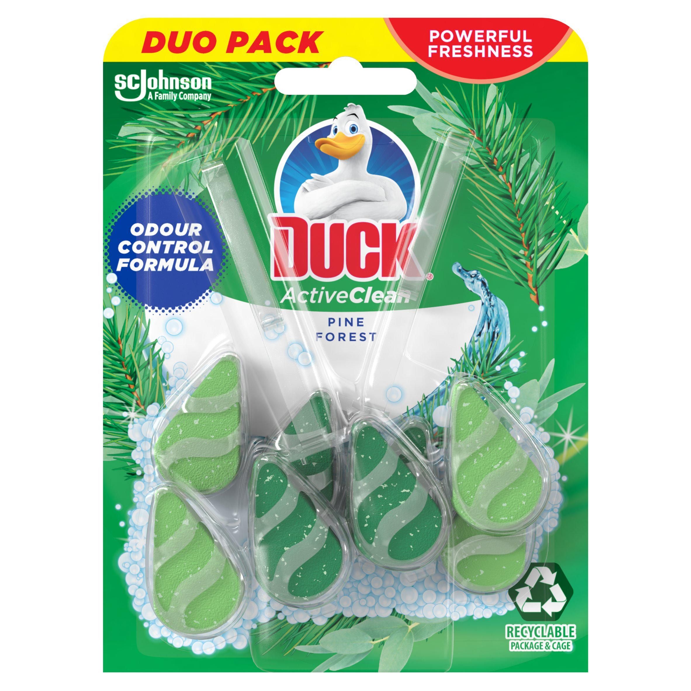 Duck Active Clean Rim Block Toilet Cleaner Duo Pine 2x38.6g GOODS Sainsburys   