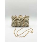 SVNX gold pearl embellished clutch bag, UK version