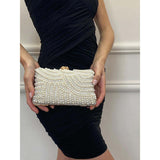 SVNX gold pearl embellished clutch bag, UK version