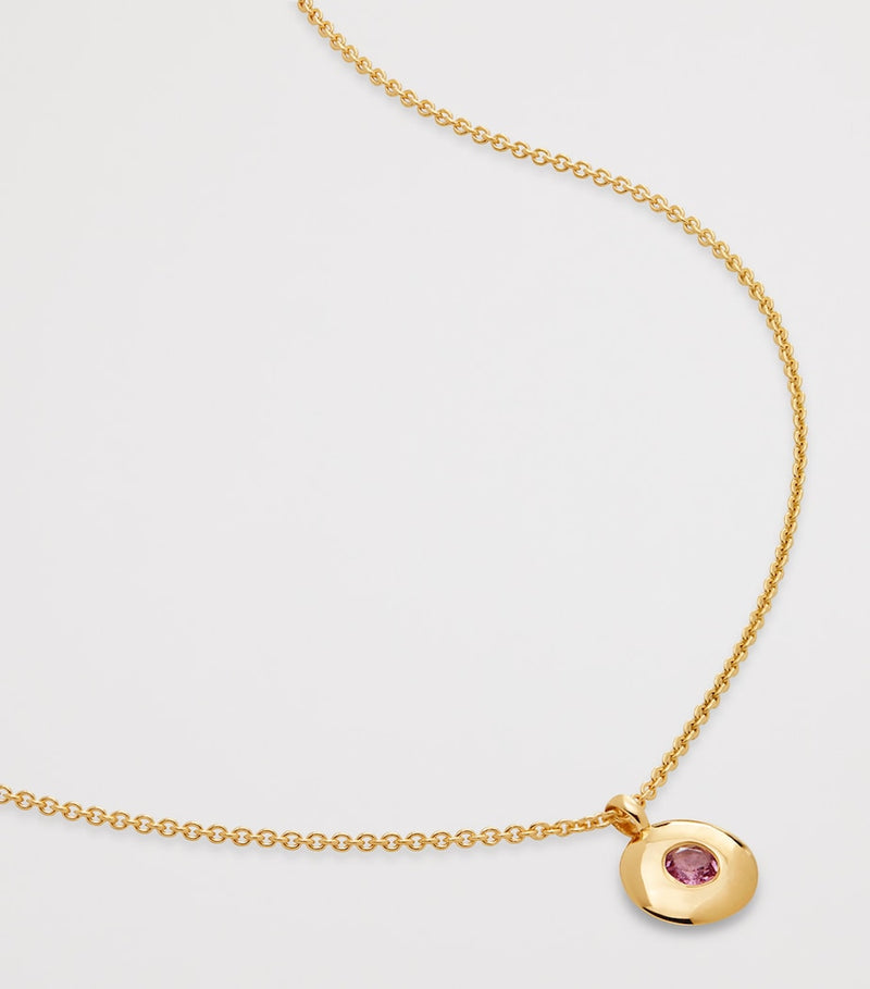 Monica Vinader March birthstone necklace pink tourmaline gold vermeil - British product