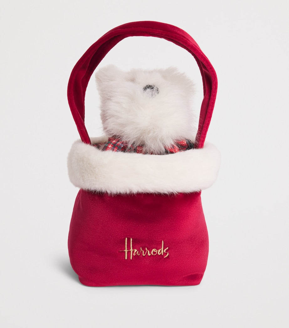 Harrods Westie plush toy in bag 19cm, imported from the UK