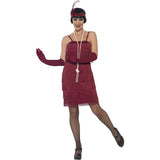 Smiffys burgundy red flapper costume with short dress, imported from the UK