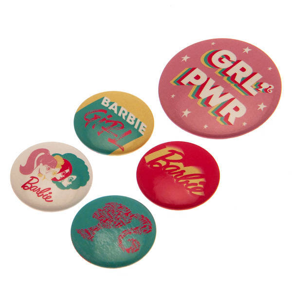 Barbie assorted designs badge set 5 pack (British brand)