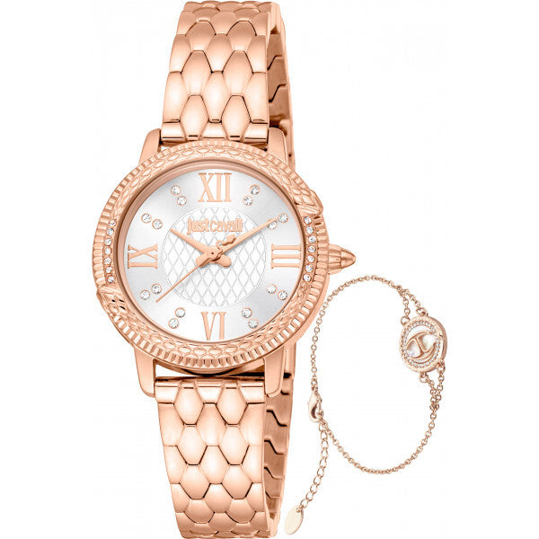 Just Cavalli rose gold snake watch gift set - British product