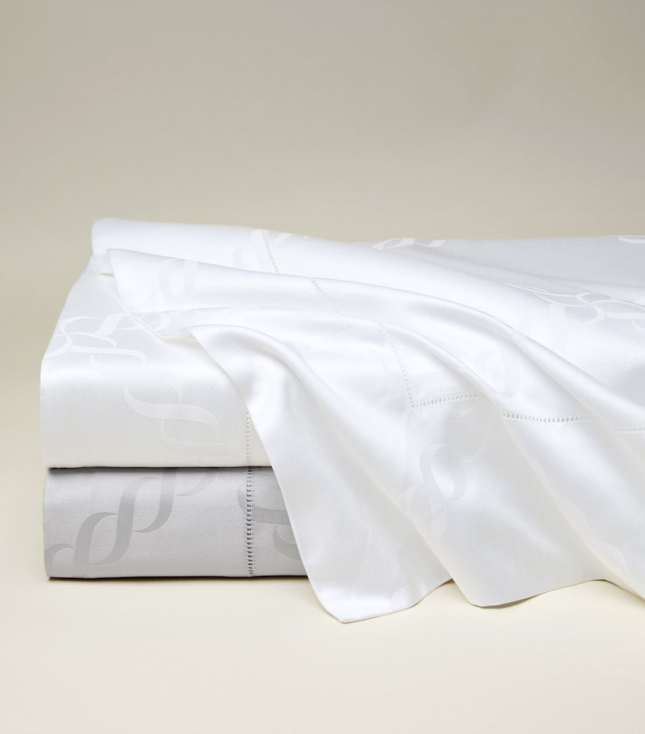 Pratesi Super King Flat Sheet with Braid Motif 300cm x 270cm, imported from the UK