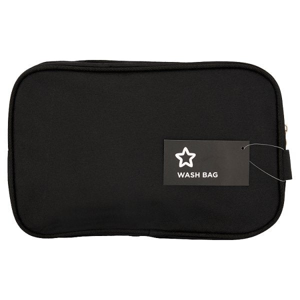 Superdrug Mens Two Zip Black Wash Bag