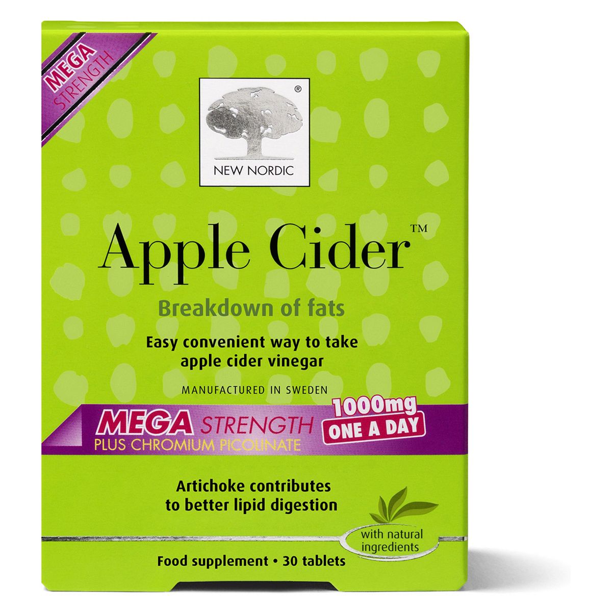 New Nordic Apple Cider Mega Strength 1000mg - 30 Tablets Digestive Health Boots   