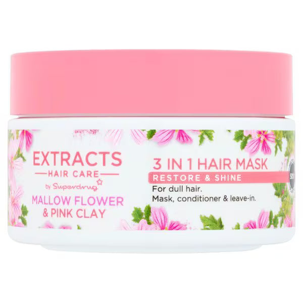 Superdrug Extracts hair mask marshmallow and pink clay jar (British brand)